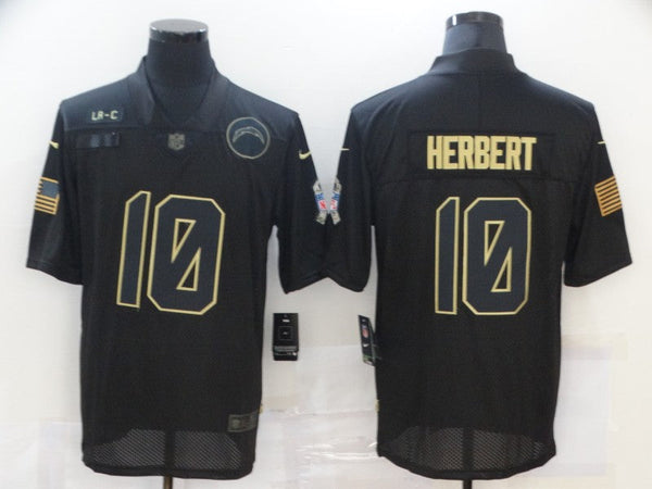 Men's Los Angeles Chargers Justin Herbert #10 Black Player Game Jersey