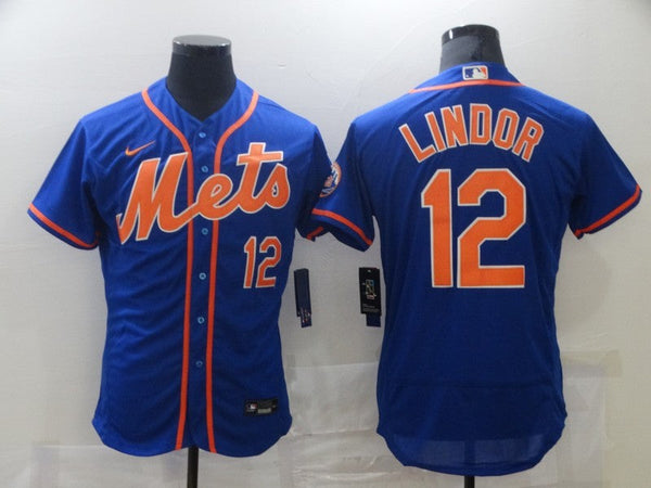 Men's New York Mets Francisco Lindor #12 Blue Replica Player Jersey