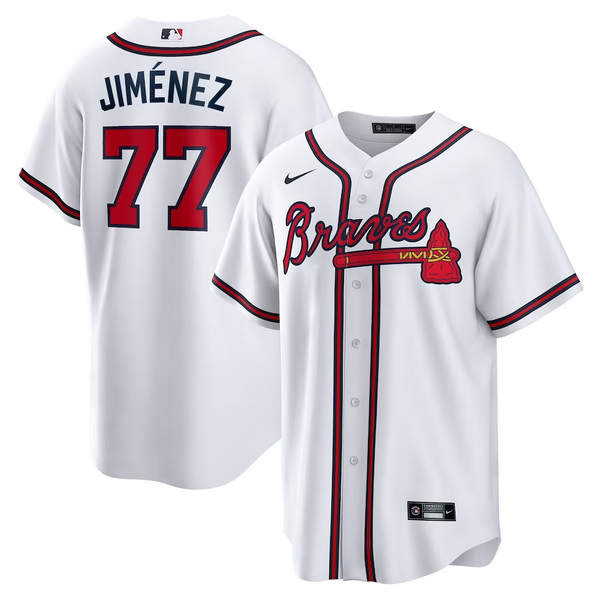 Men's Atlanta Braves Joe Jimenez #77 White Home Replica Player Jersey