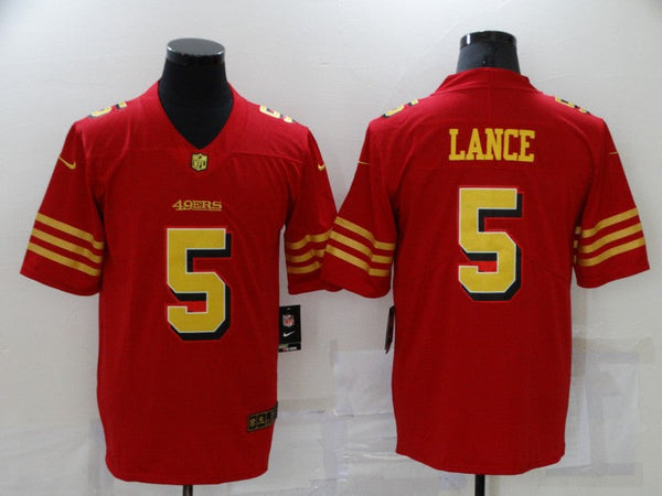 Men's San Francisco 49ers Trey Lance #5 Red Game Player Jersey