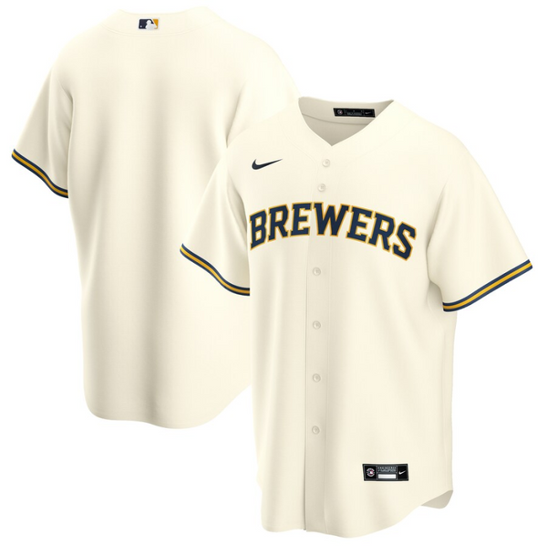 Men's Milwaukee Brewers Cream Home Blank Replica Jersey