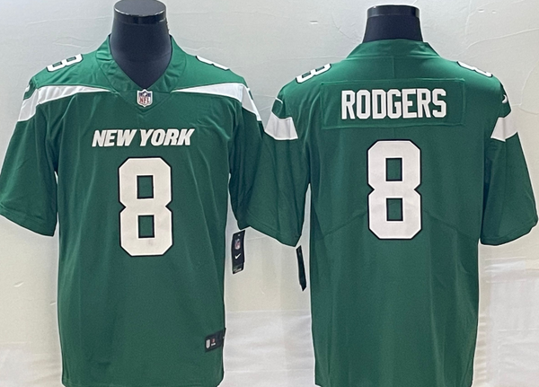 Men's New York Jets #8 Aaron Rodgers Gotham Green Jersey