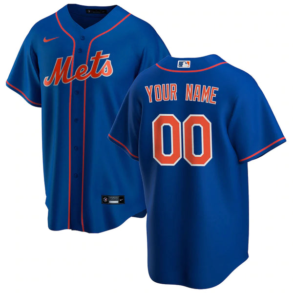 New York Mets Custom Stitched Game Jersey Blue