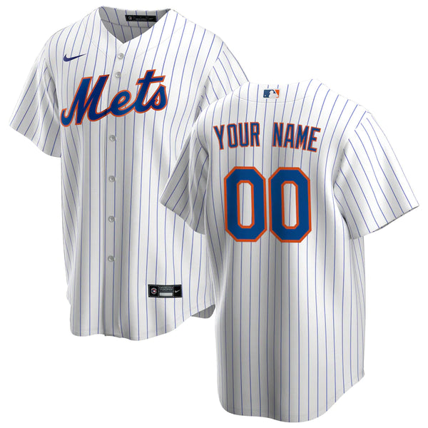 New York Mets Custom Stitched Game Jersey White Pinstripe