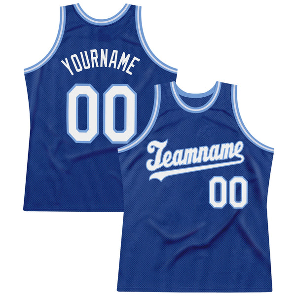 Custom Royal White-Light Blue Authentic Throwback Basketball Jersey